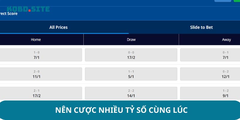 Nên cược nhiều tỷ số cùng lúc